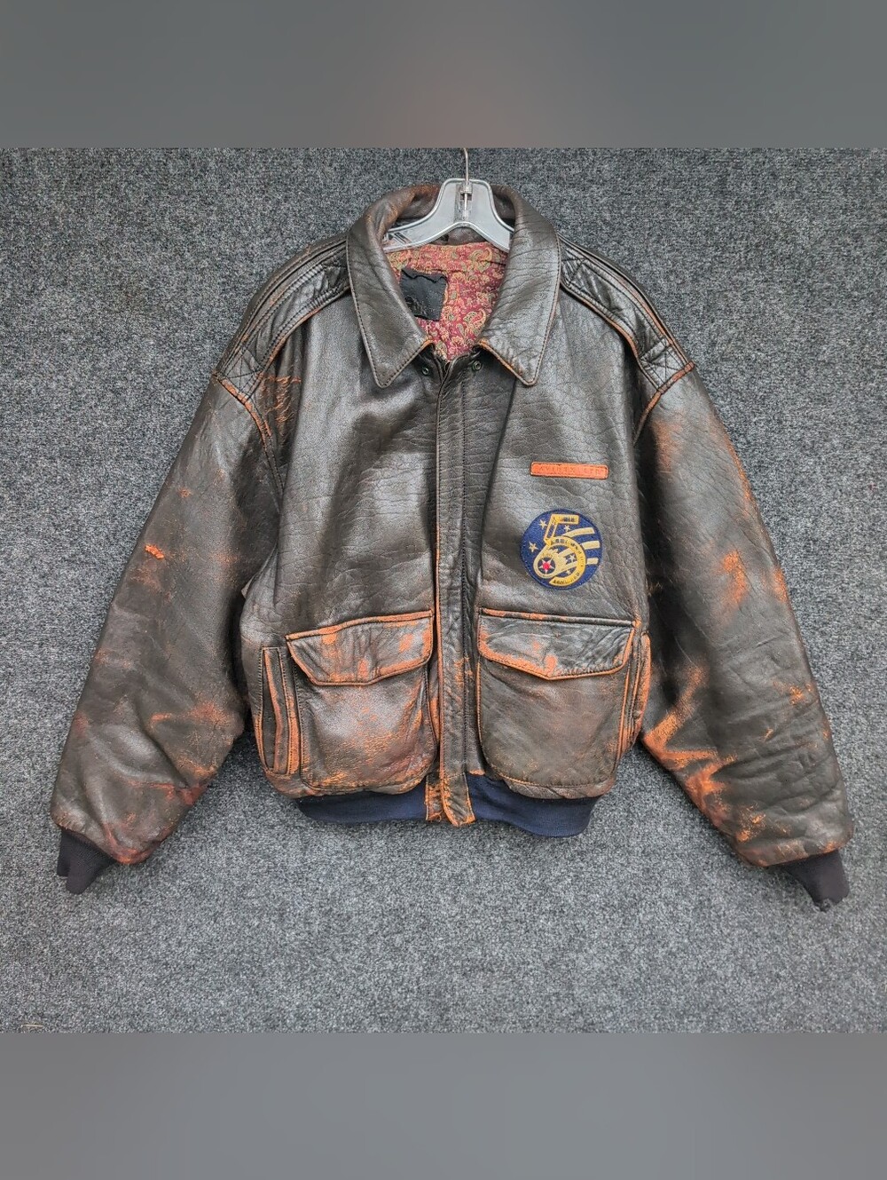 Vtg Avirex Leather Jacket Large Brown A2 Flight Sweetest Rose Of Texas Bomber